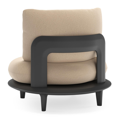 Bomero loungestoel in zwart aluminium met natte heather beige all weather sunbrella® luxe kussen