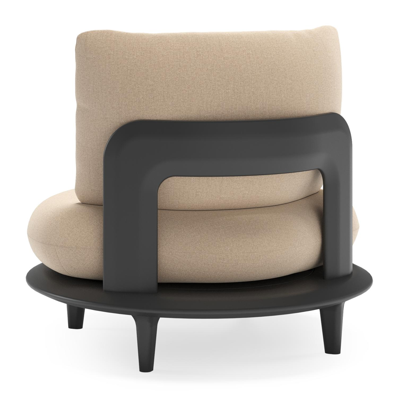 Bomero loungestoel in zwart aluminium met natte heather beige all weather sunbrella® luxe kussen