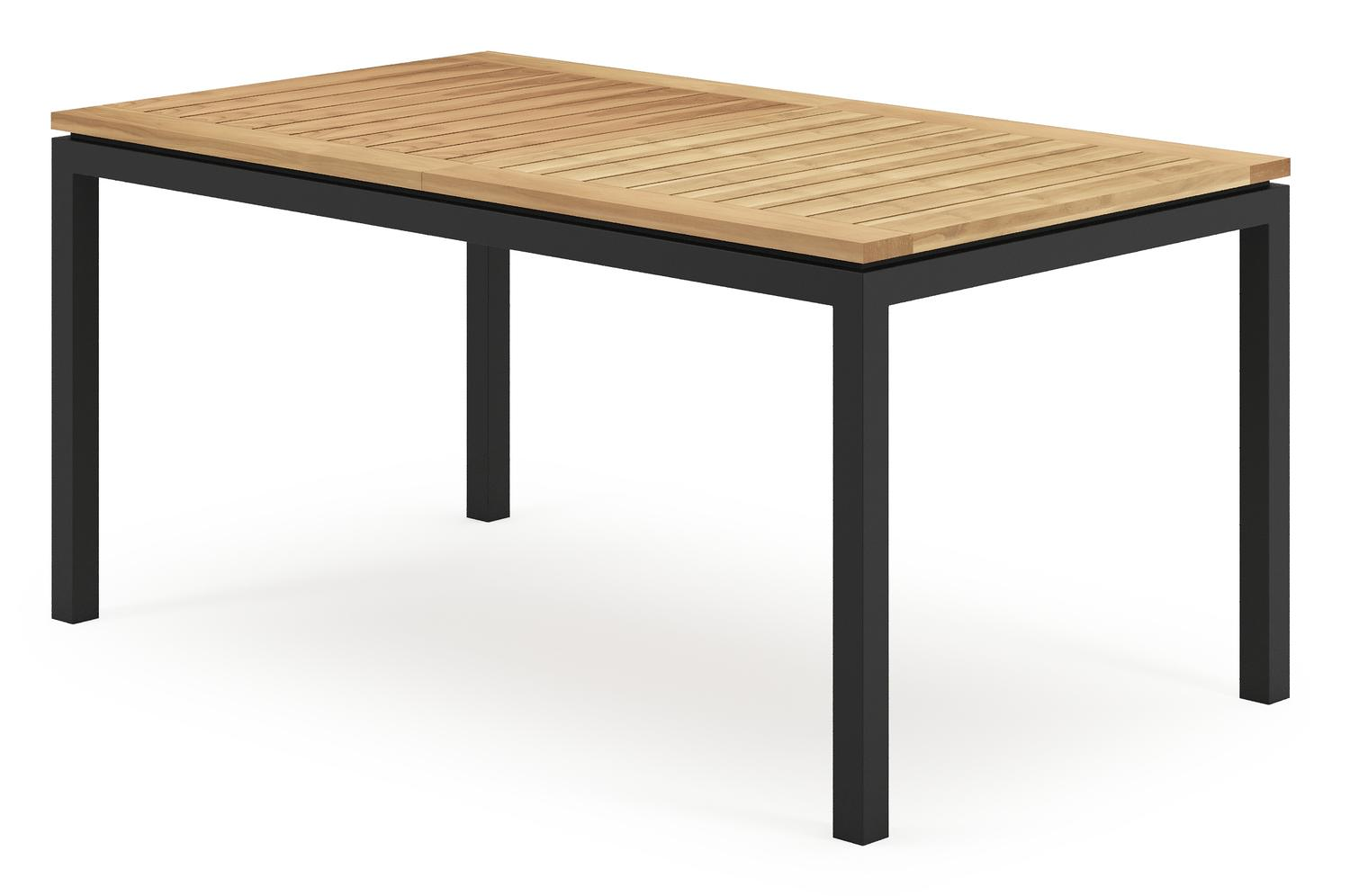 Table de jardin Amalfi extensible en aluminium noir et teck - Lg 156/214 x Larg. 90 x H 75 cm
