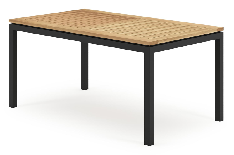 Amalfi verlengbare tuintafel in zwart aluminium en teak - L 156/214 x B 90 x H 75 cm