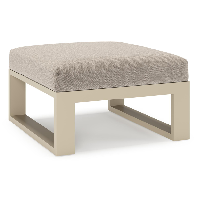 Verato poef in beige aluminium met savane coconut all weather sunbrella® luxe kussen