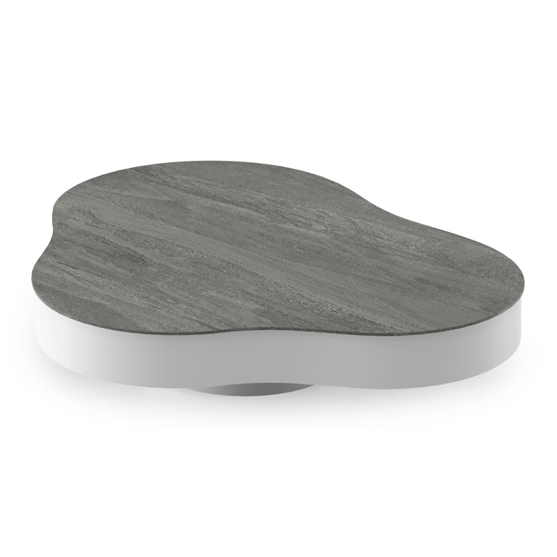 Lomano loungetafel cloud in wit aluminium en volkeramiek Aspen Grey - L 131 x B 108 x H 25 cm