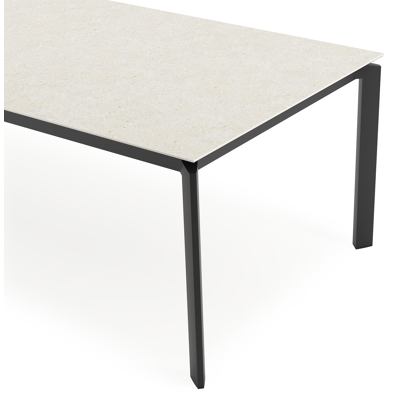 Cirello tuintafel in zwart aluminium en volkeramiek shilin - L 280 x B 110 x H 75 cm