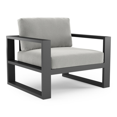 Verato loungestoel in zwart aluminium met savane nimbus all weather sunbrella® luxe kussen