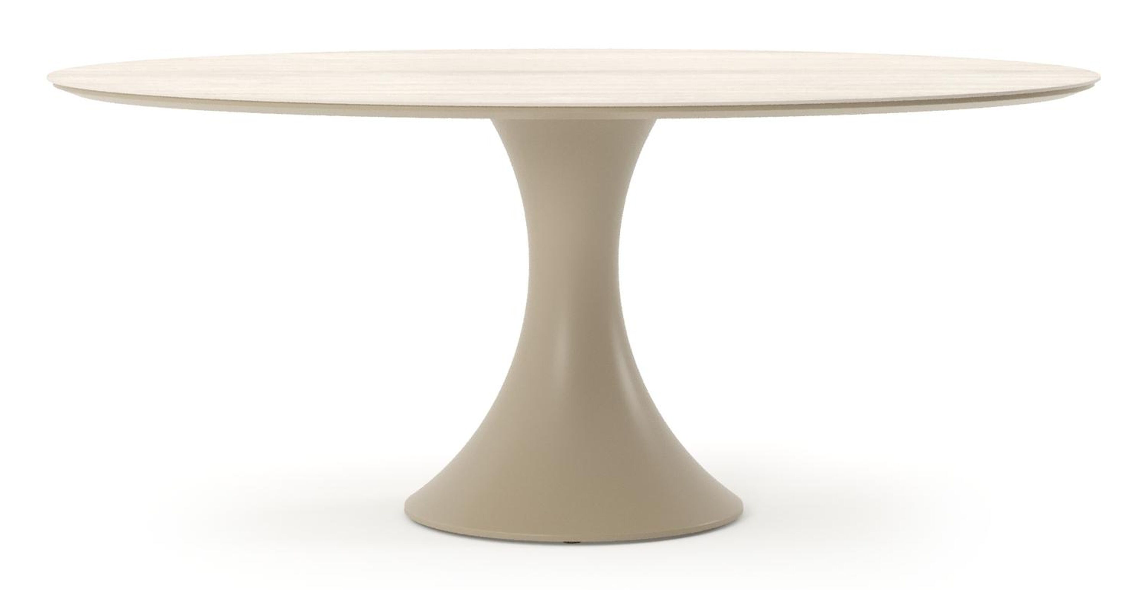 Table de jardin Fano ovale en aluminium beige et céramique pleine Travertino Bianco - Lg. 180 x Lrg. 110 x Haut. 75 cm