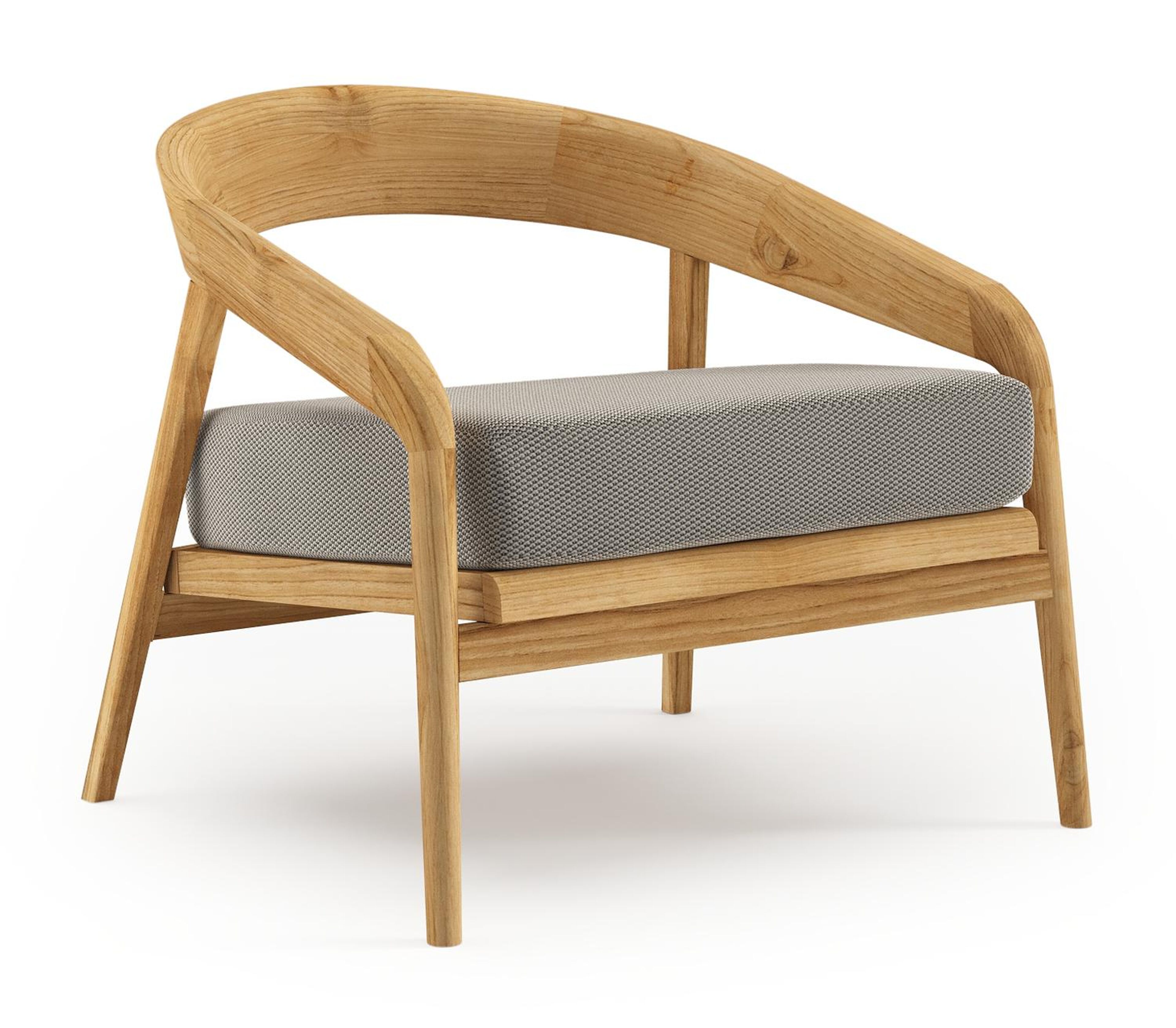 Lacrima loungestoel in teak met lopi charcoal all weather Sunbrella® luxe kussen