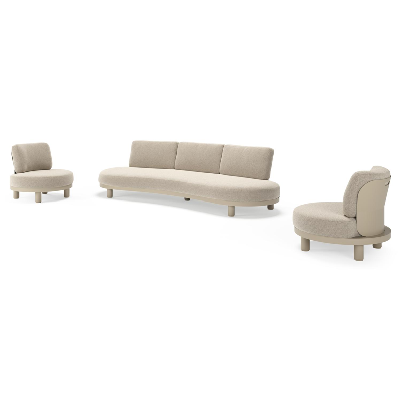 Donato loungeset in beige aluminium met all weather cosytica Catania Sand kussen