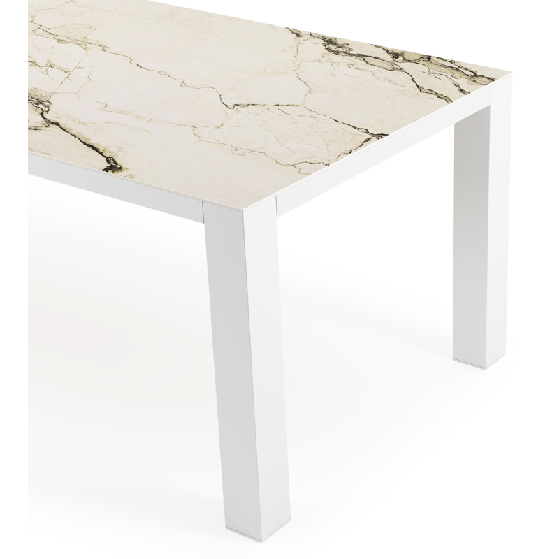 Nano tuintafel rechthoekig in wit aluminium en volkeramiek colorado dunes - L 240 x B 100 x H 75 cm