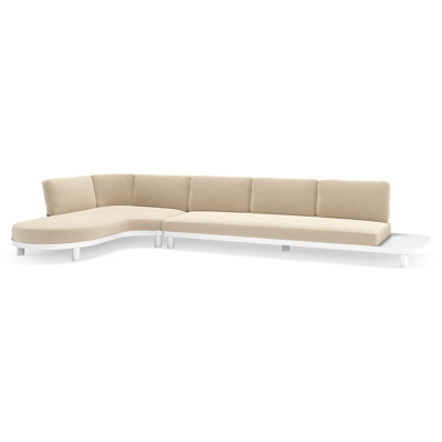 Donato loungehoek in wit aluminium met all weather cosytica Althea Chalk kussen