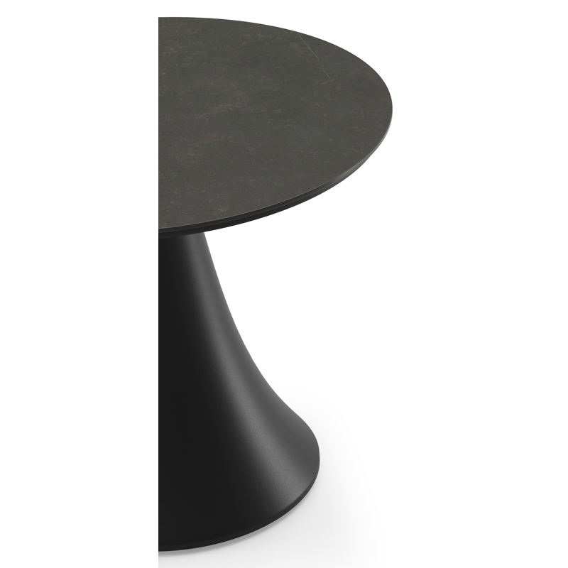 Fano low dining loungetafel in zwart aluminium en volkeramiek calatorao - Dia. 65 x H 55 cm