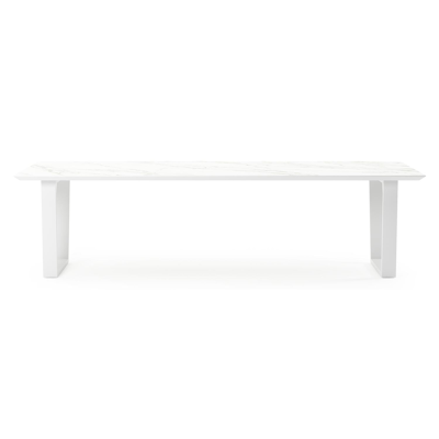 Pagino tuintafel in wit aluminium en volkeramiek calacatta - L 280 x B 110 x H 74,5 cm