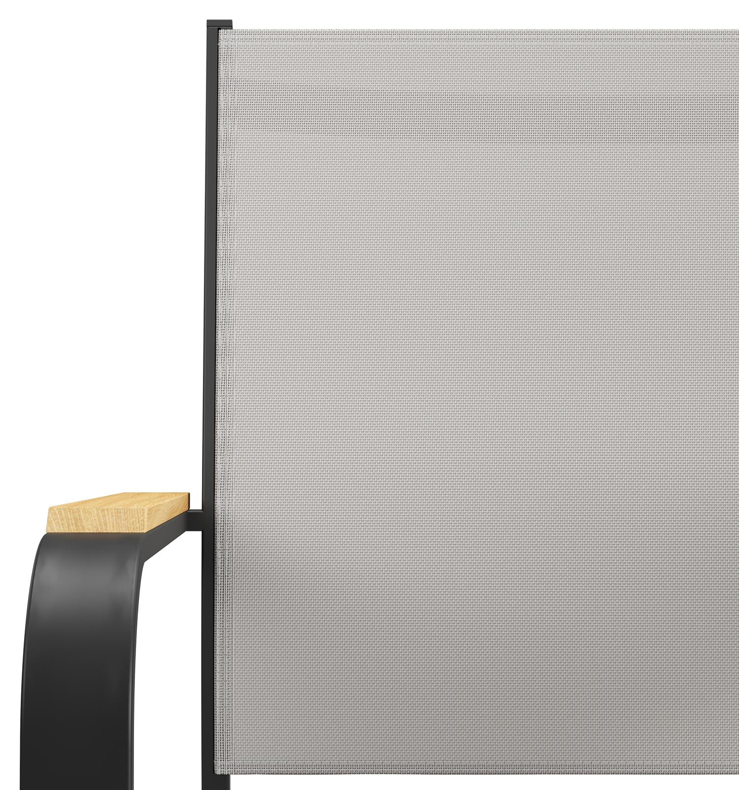 Varese tuinset in zwart aluminium en naturel teak tafelblad met 6 stapelbare Amalfi tuinstoelen