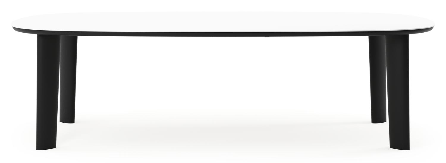 Amico tuintafel bombo xl in zwart aluminium en volkeramiek Arctic White - L 270 x B 148 x H 73.5 cm