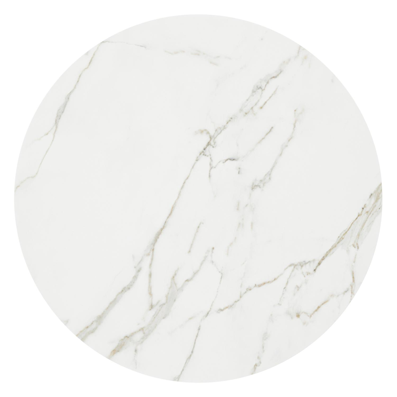 Amico loungetafel rond in beige aluminium en volkeramiek Calacatta - Dia. 110 x H 28 cm