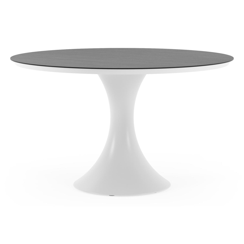 Fano tuintafel rond in wit aluminium en volkeramiek Basalt Black - Dia. 130 x H 75 cm