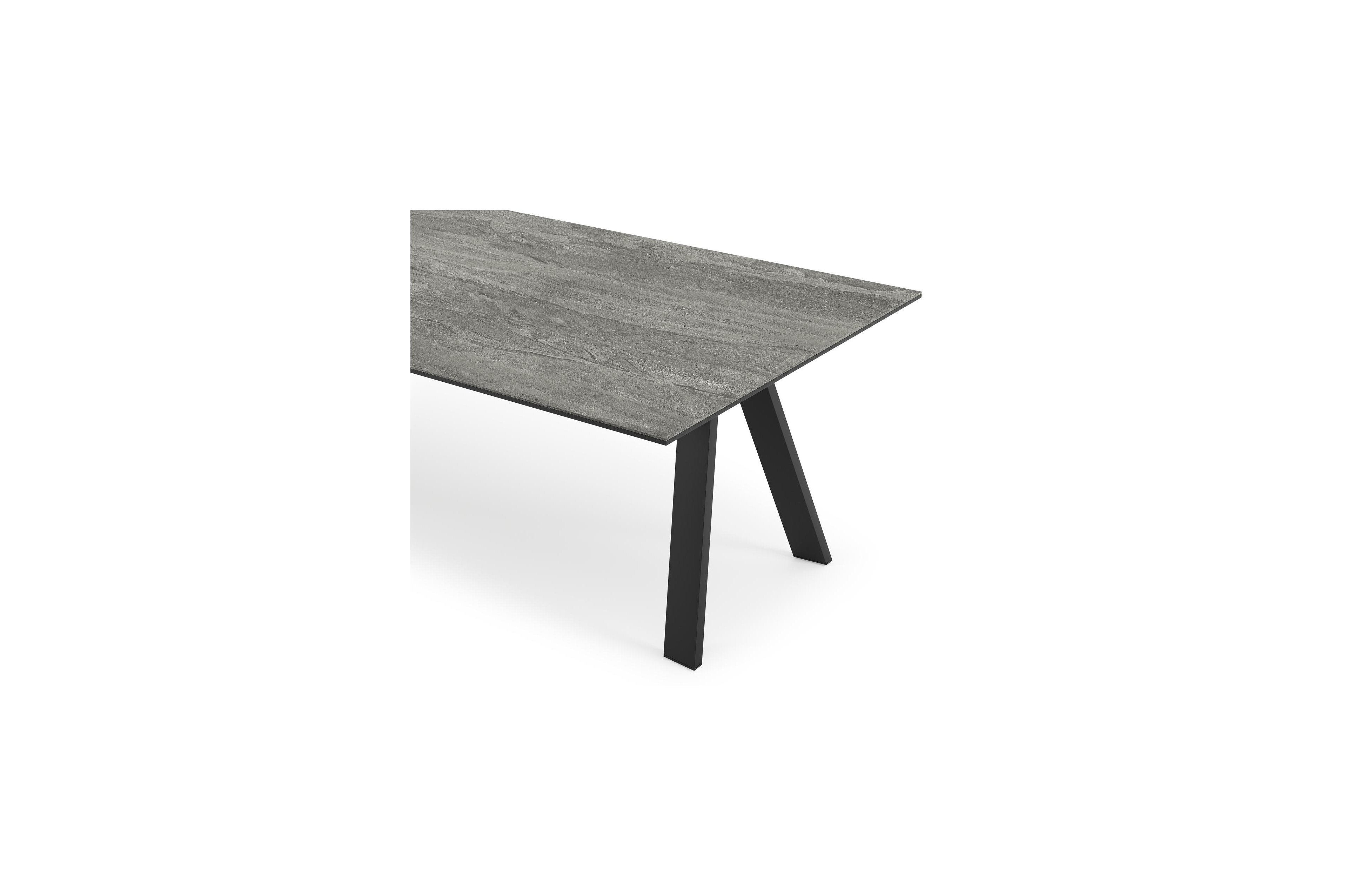 Cesano tuintafel in zwart aluminium en volkeramiek aspen grey - L 280 x B 110 x H 75 cm