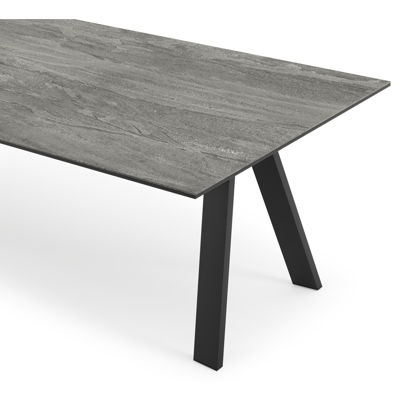 Cesano tuintafel in zwart aluminium en volkeramiek aspen grey - L 280 x B 110 x H 75 cm