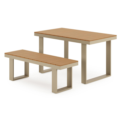 Alora bartafel in aluminium beige en polywood - L 124 x B 68 x H 70 cm