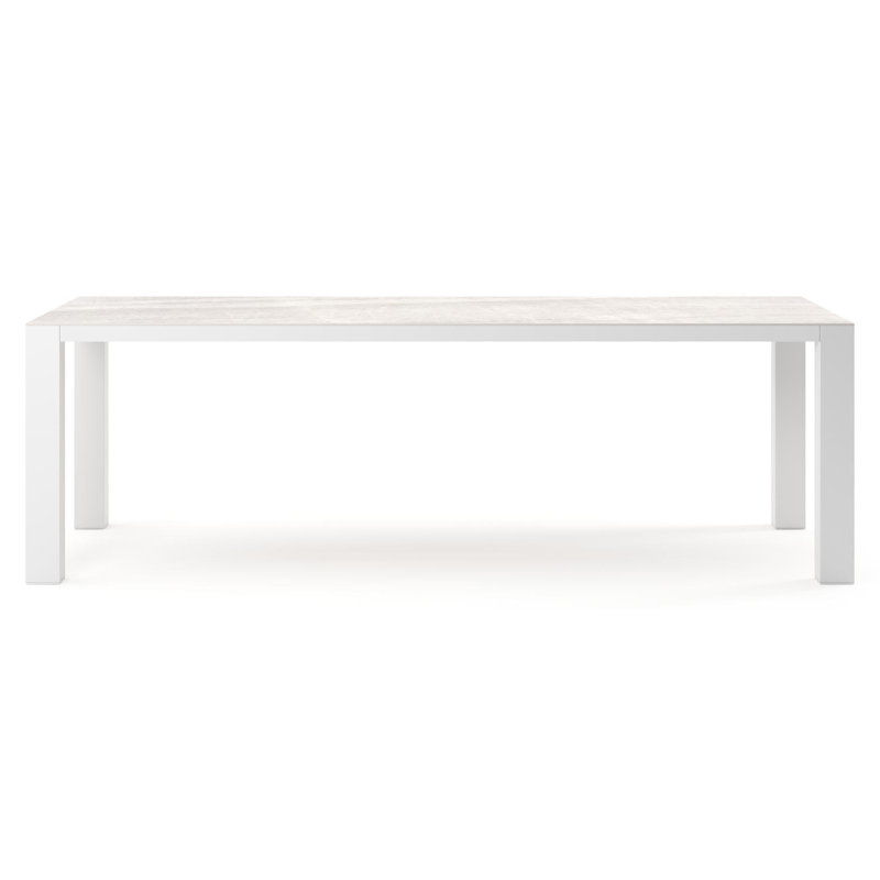Nano tuintafel rechthoekig in wit aluminium en volkeramiek Taj Mahal - L 240 x B 100 x H 75 cm