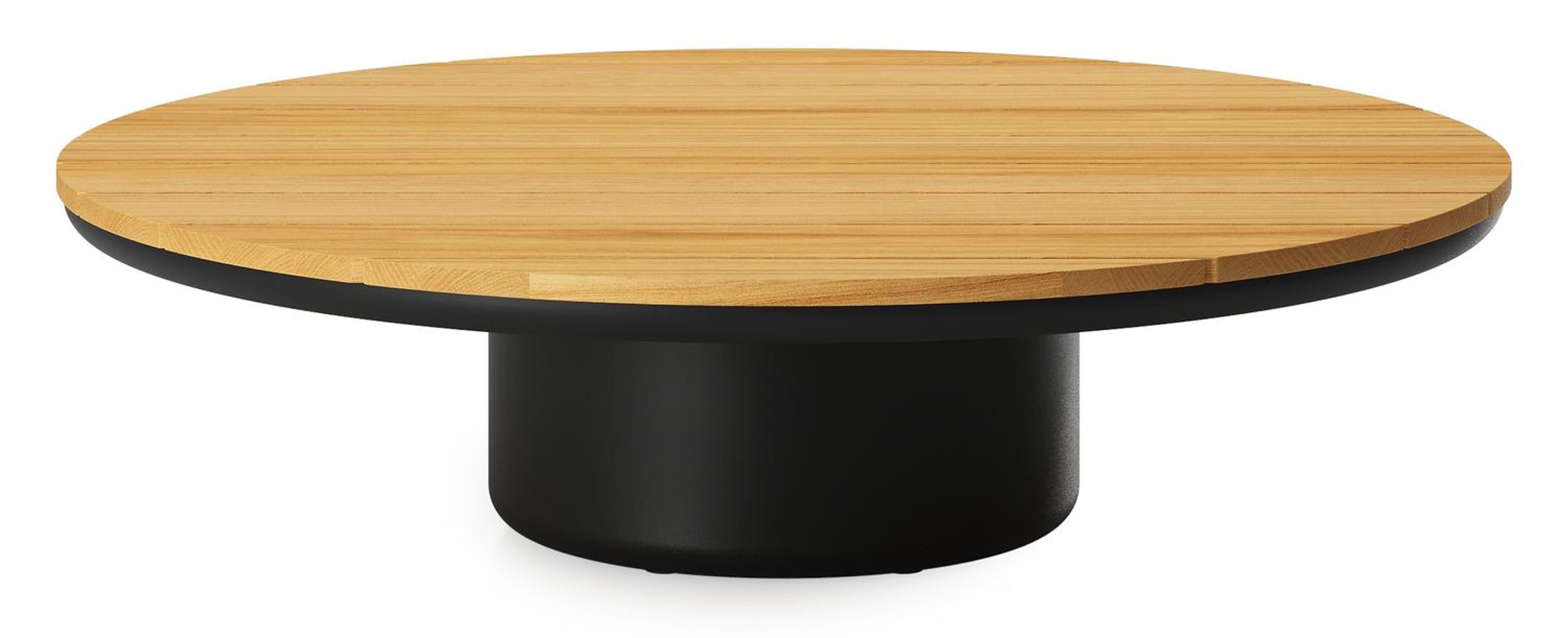Amico loungetafel rond in zwart aluminium en teak - Dia. 110 x H 28 cm