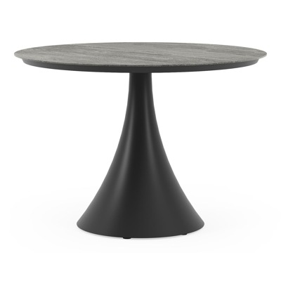 Fano tuintafel in zwart aluminium en volkeramiek aspen grey - Dia. 110 x H 75 cm