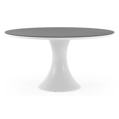 Fano tuintafel rond in wit aluminium en volkeramiek Basalt Black - Dia. 148 x H 75 cm