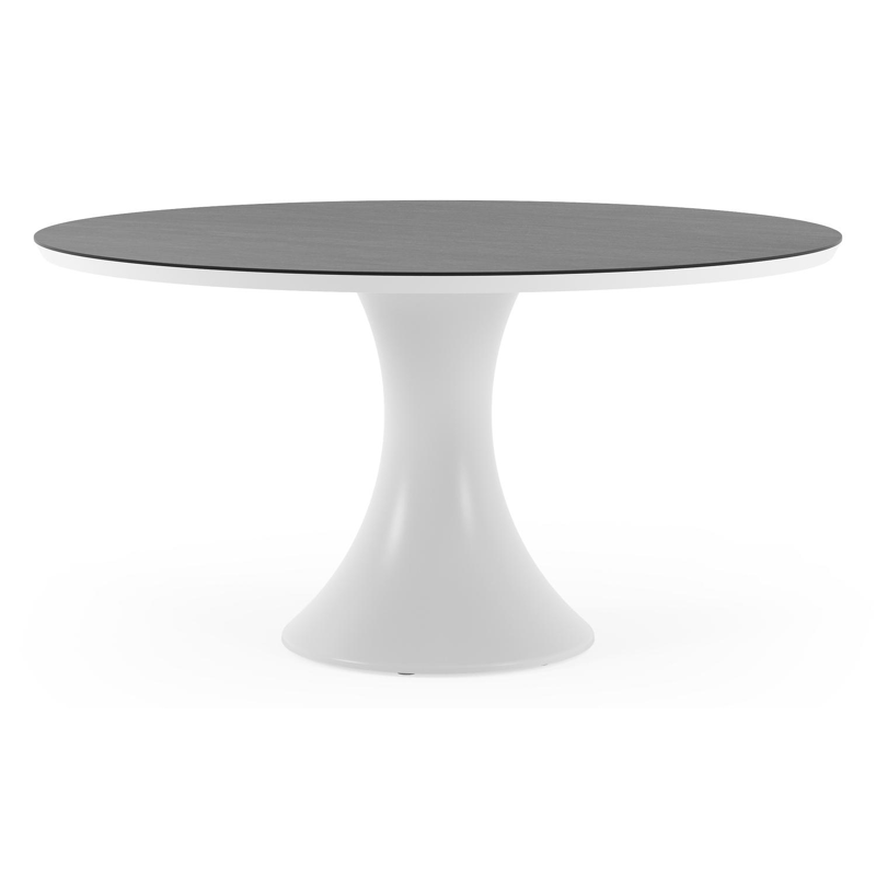 Fano tuintafel rond in wit aluminium en volkeramiek Basalt Black - Dia. 148 x H 75 cm