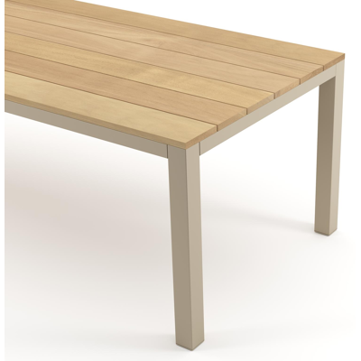 Como tuintafel rechthoekig in beige aluminium en teak - L 240 x B 100 x H 73 cm