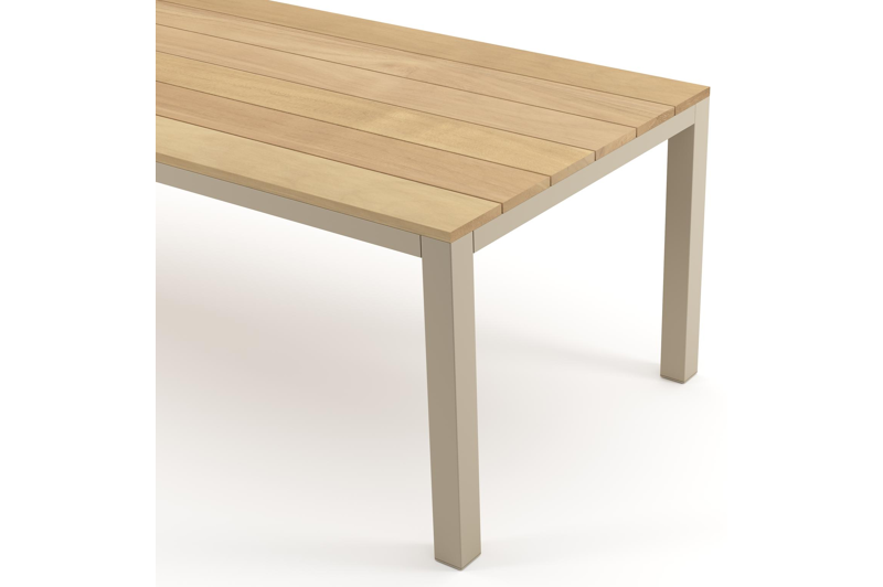 Como tuintafel rechthoekig in beige aluminium en teak - L 240 x B 100 x H 73 cm