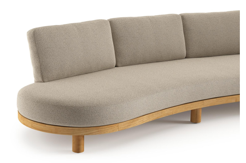 Donato loungebank 3-zit in teak met marbella beige all weather Casettica kussen