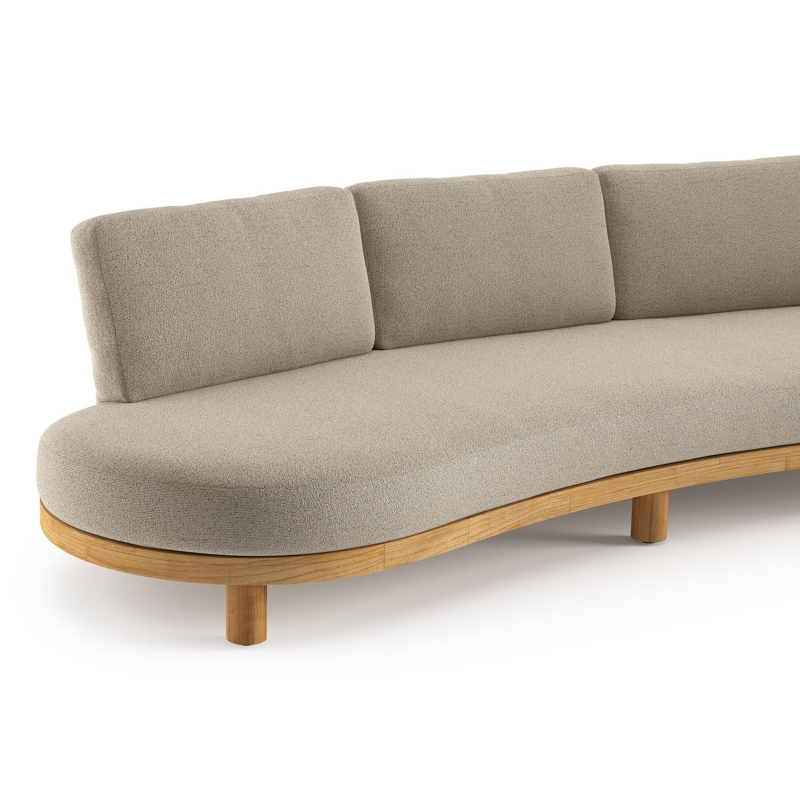 Donato loungebank 3-zit in teak met marbella beige all weather Casettica kussen