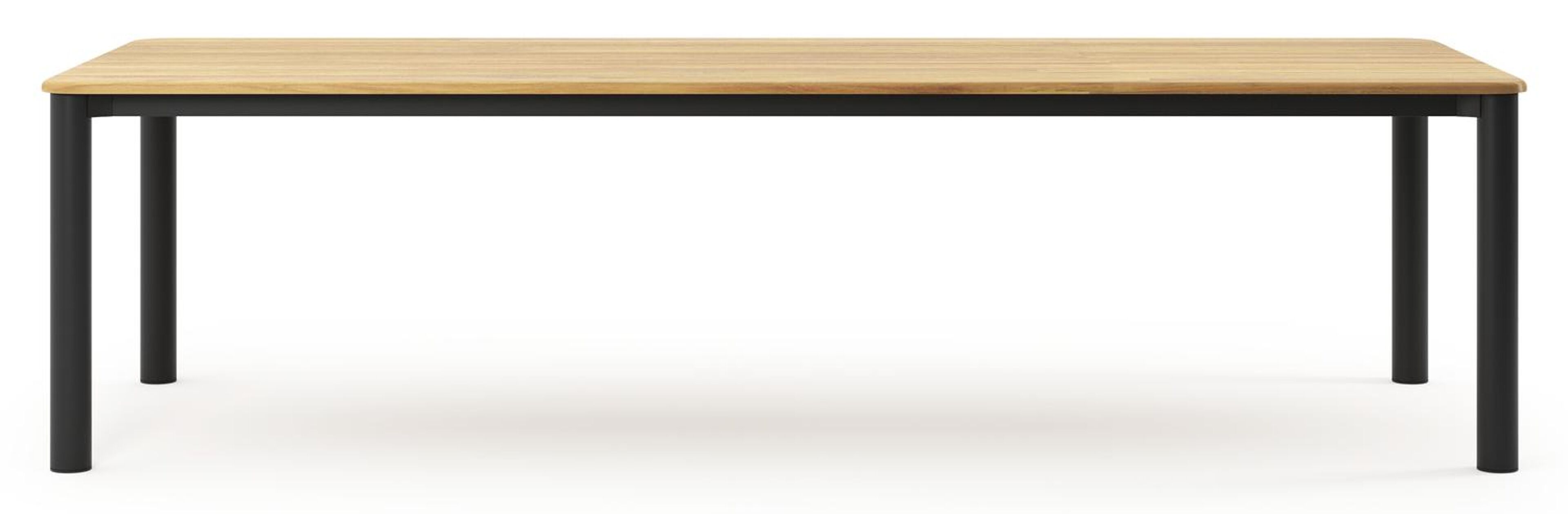 Orso tuintafel rechthoekig afgerond in zwart aluminium en teak - L 290 x B 110 x H 74.5 cm