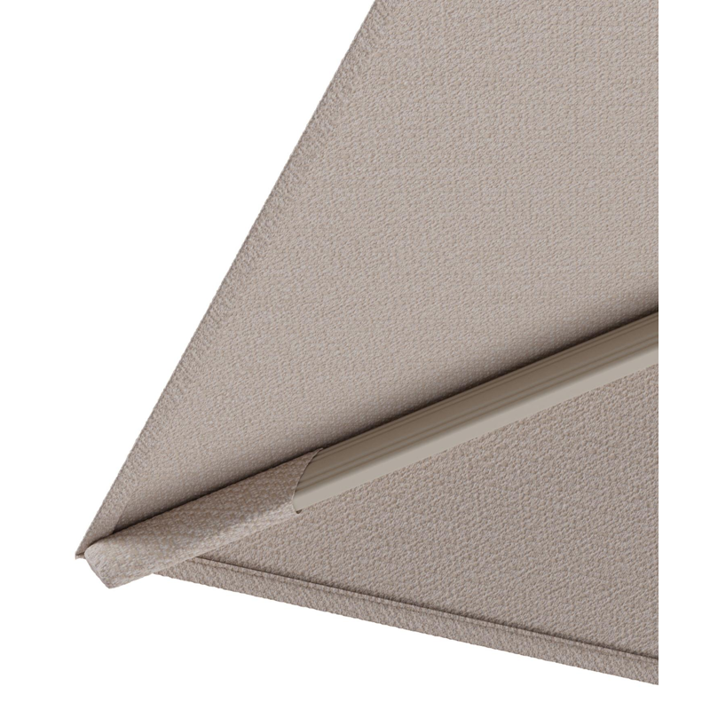 Rufina zweefparasol met tiltfunctie in beige aluminium en Wander Pilat All Weather Sunbrella® Luxe parasoldoek - L1 400 x L2 300 cm met parasolvoet Minore 150 kg met wielen