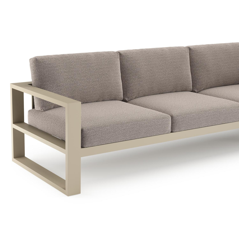 Verato loungehoek in beige aluminium met wander granite all weather sunbrella® luxe kussen