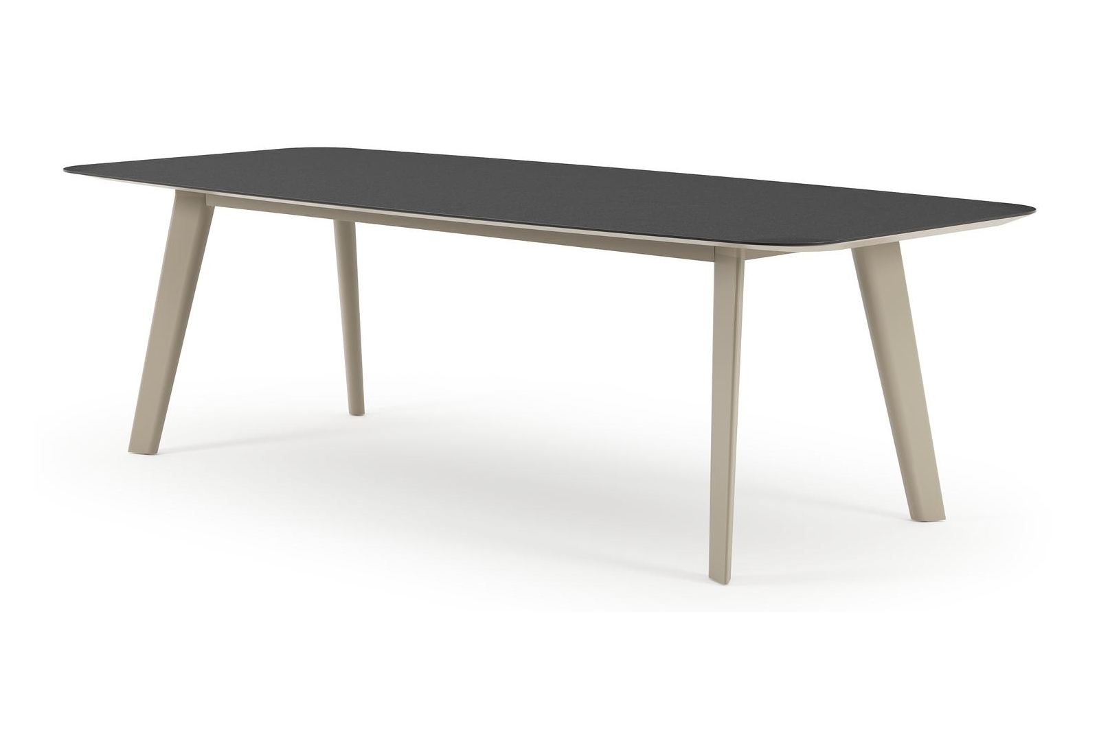 Lacrima tuintafel bootvorm in beige aluminium en volkeramiek Nero Black - L 255 x B 115 x H 74 cm