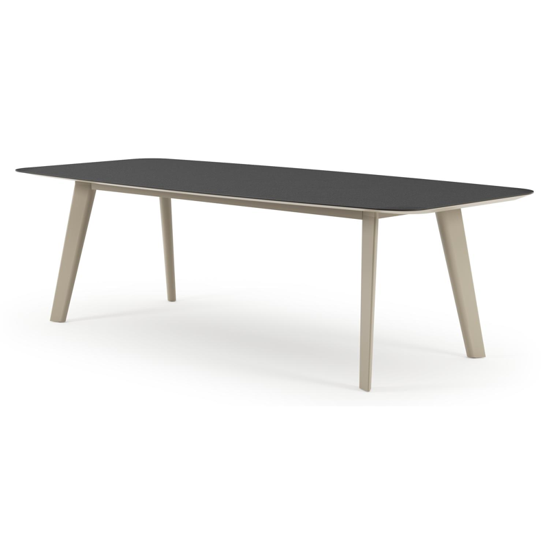 Lacrima tuintafel bootvorm in beige aluminium en volkeramiek Nero Black - L 255 x B 115 x H 74 cm