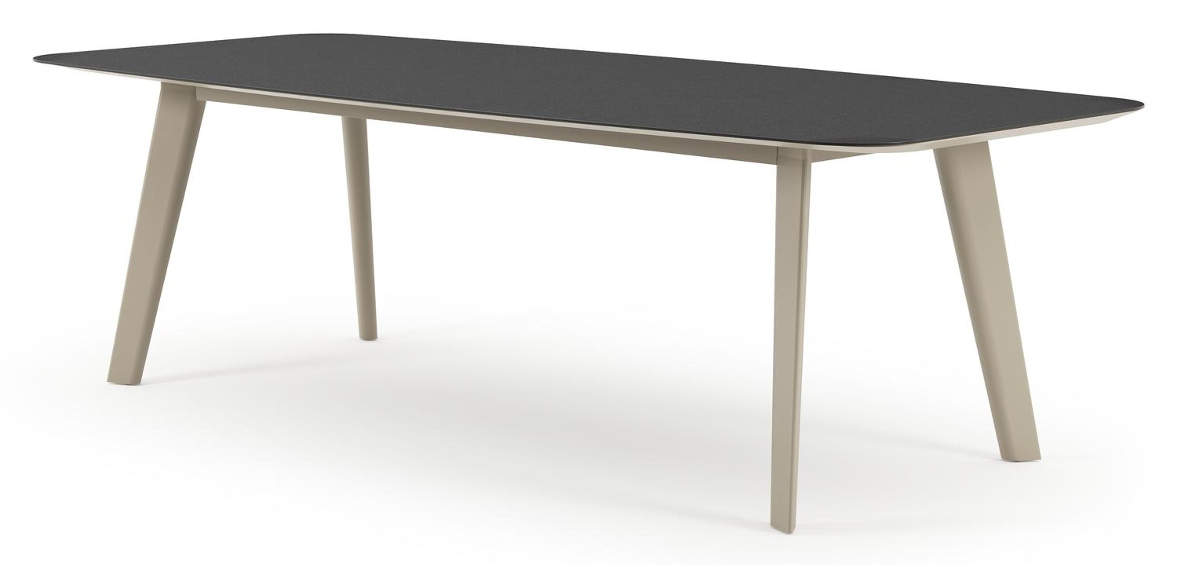 Table de jardin Lacrima forme de bateau en aluminium beige et céramique pleine Nero Black - Lg. 255 x Lrg. 115 x Haut. 74 cm