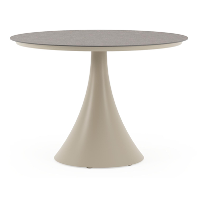 Fano tuintafel rond in beige aluminium en volkeramiek Wulong - Dia. 110 x H 75 cm