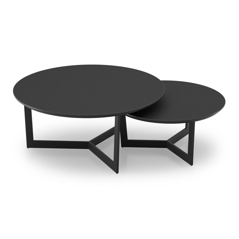 Lacrima loungetafels in zwart aluminium en nero black volkeramiek - Dia. 85/65 x H 35/30 cm