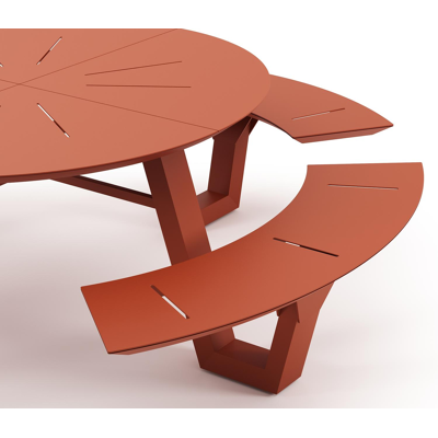 Rondino picknicktafel rond in roestbruin aluminium - Dia. 236 x H 71.5 cm