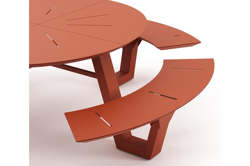 Rondino picknicktafel rond in roestbruin aluminium - Dia. 236 x H 71.5 cm