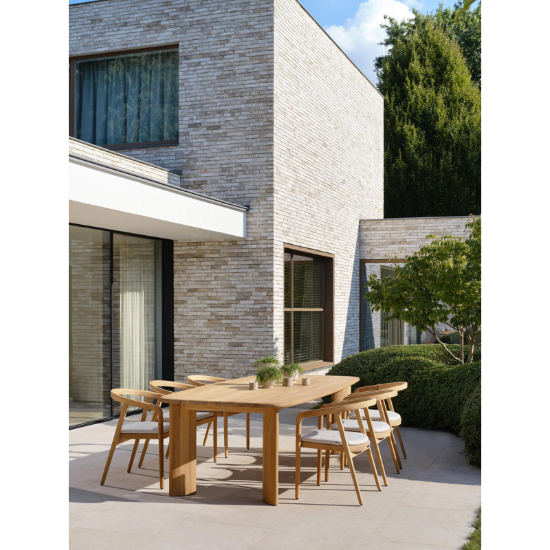 Lacrima teak stoelkussen in all weather sunbrella® luxe lopi marble