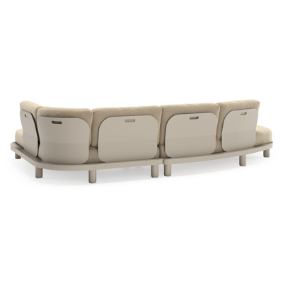 Donato loungehoek in beige aluminium met all weather cosytica Althea Camel kussen