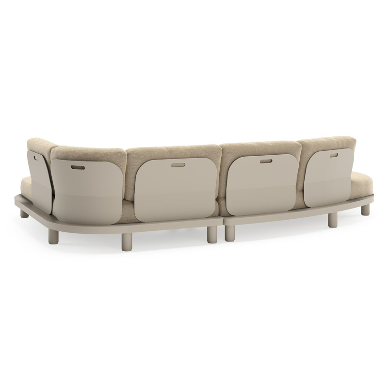 Donato loungehoek in beige aluminium met all weather cosytica Althea Camel kussen