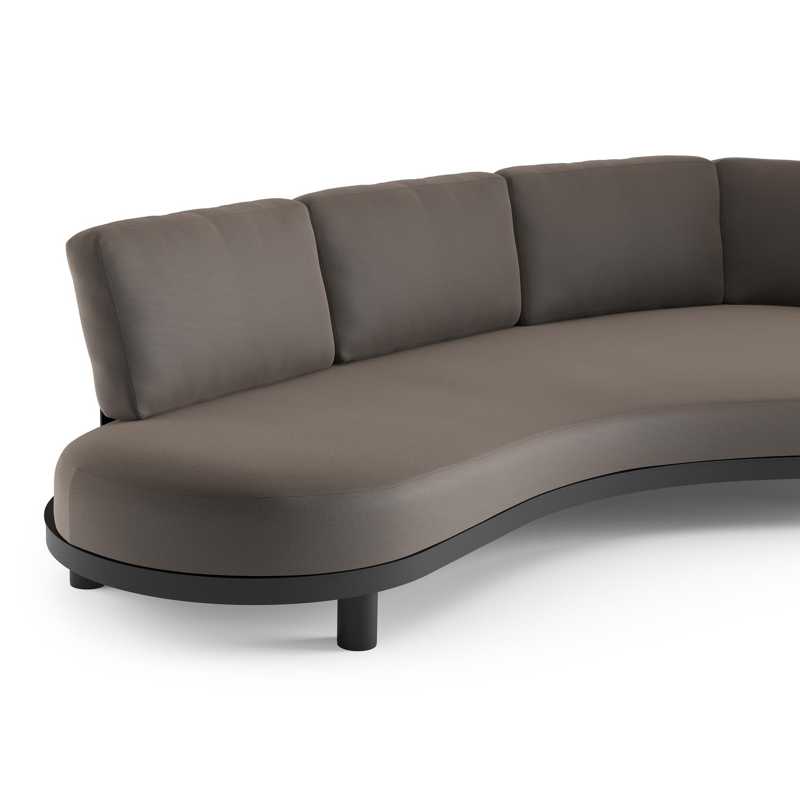 Donato loungebank in zwart aluminium met natte nature grey all weather sunbrella® luxe kussen