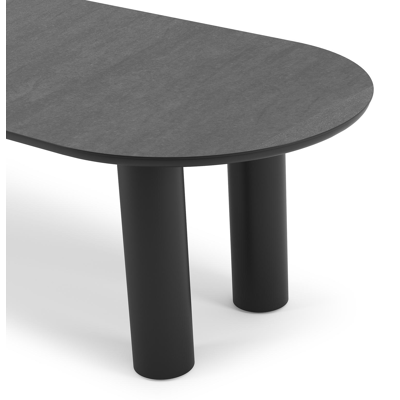 Organo tuintafel ovaal in zwart aluminium en volkeramiek  basalt black - L 260 x B 100 x H 74 cm