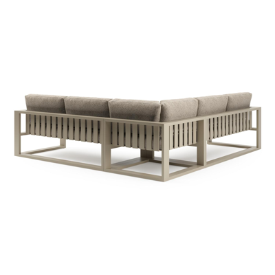 Verato loungehoek in beige aluminium met bora jungle all weather cosytica kussen