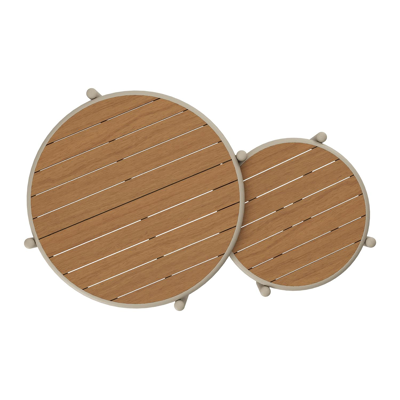 Pulo loungetafels in beige aluminium en polywood - Dia. 70 - 50 x H. 37.5 - 32.5 cm