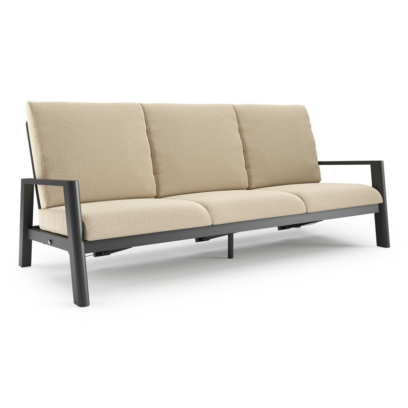 Cirello loungebank in zwart aluminium met soul papyrus all weather solica kussen