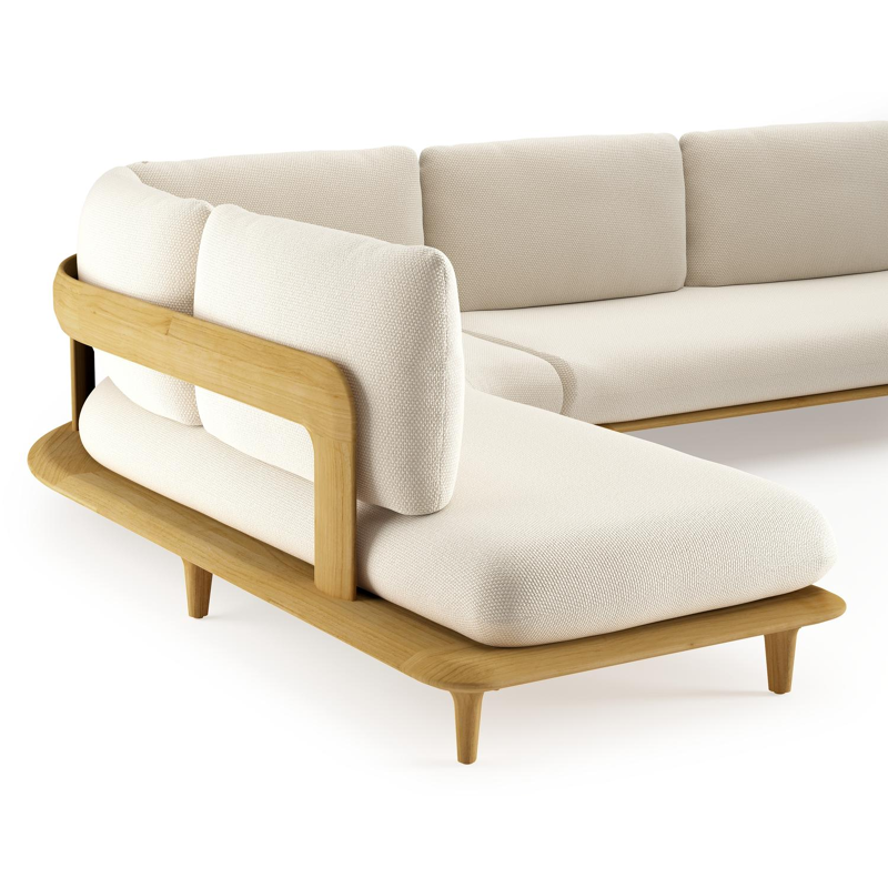 Bomero loungehoek in teak met althea off white all weather cosytica kussen